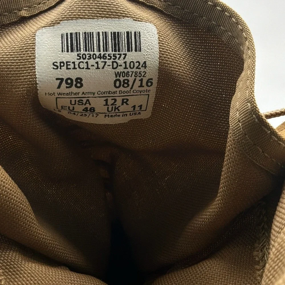 Army Hot Weather Combat Boots Mens 12R Coyote Tan Vibram Sole USA